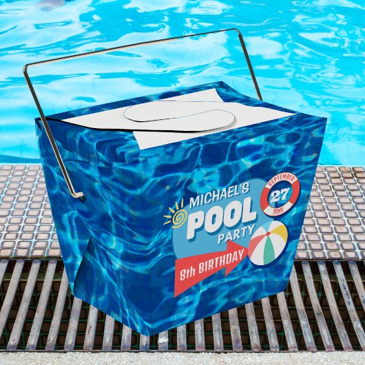 Zomenzwembad Tropisch Birthday Blue Bedankdoosjes