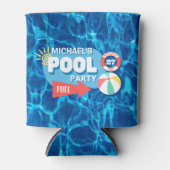 Zomenzwembad Tropisch Birthday Blue Blikjeskoeler (Voorkant)