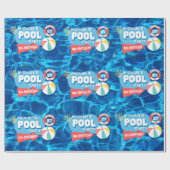 Zomenzwembad Tropisch Birthday Blue Cadeaupapier (Vlak)