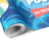 Zomenzwembad Tropisch Birthday Blue Cadeaupapier (Rol Hoek)