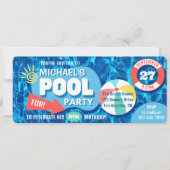 Zomenzwembad Tropisch Birthday Blue Kaart (Voorkant)