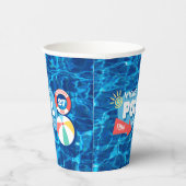 Zomenzwembad Tropisch Birthday Blue Papieren Bekers (Rechts)