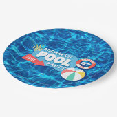 Zomenzwembad Tropisch Birthday Blue Papieren Bordje (Gekanteld)