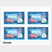 Zomenzwembad Tropisch Birthday Blue Rechthoekige Sticker (Vel)