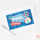 Zomenzwembad Tropisch Birthday Blue Rechthoekige Sticker (Envelop)