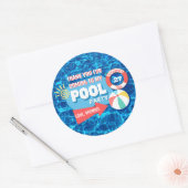 Zomenzwembad Tropisch Birthday Blue Ronde Sticker (Envelop)