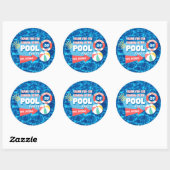 Zomenzwembad Tropisch Birthday Blue Ronde Sticker (Vel)