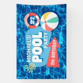 Zomenzwembad Tropisch Birthday Blue Spandoek (Verticaal)
