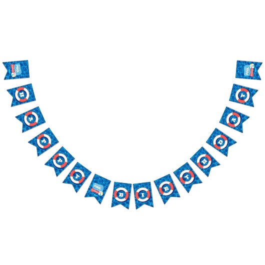 Zomenzwembad Tropisch Birthday Blue Vlaggetjes (Alle)