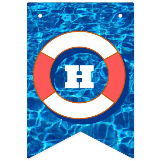 Zomenzwembad Tropisch Birthday Blue Vlaggetjes (Tweede vlag)