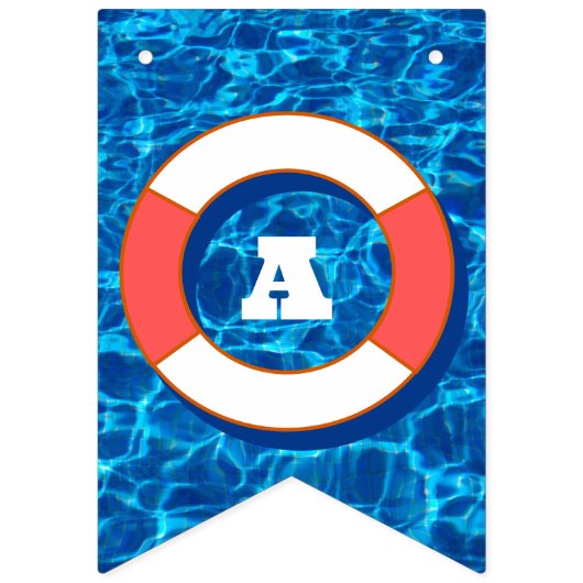 Zomenzwembad Tropisch Birthday Blue Vlaggetjes (Derde vlag)