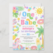 Zomer 1e Verjaardag Uitnodiging - One Cool Babe (Voorkant)