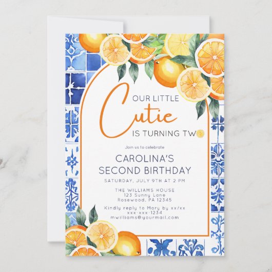 Zomer 2e verjaardag uitnodiging (Voorkant)