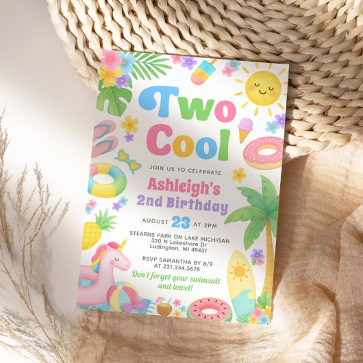 Zomer 2e verjaardag uitnodiging - Twee Cool