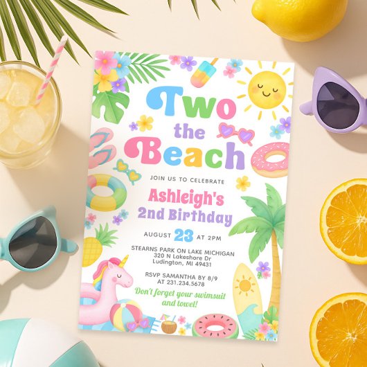 Zomer 2e verjaardag uitnodiging - Twee het strand