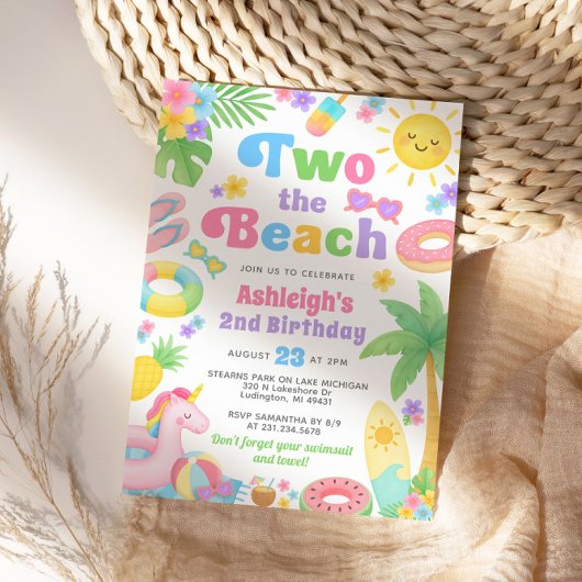 Zomer 2e verjaardag uitnodiging - Twee het strand
