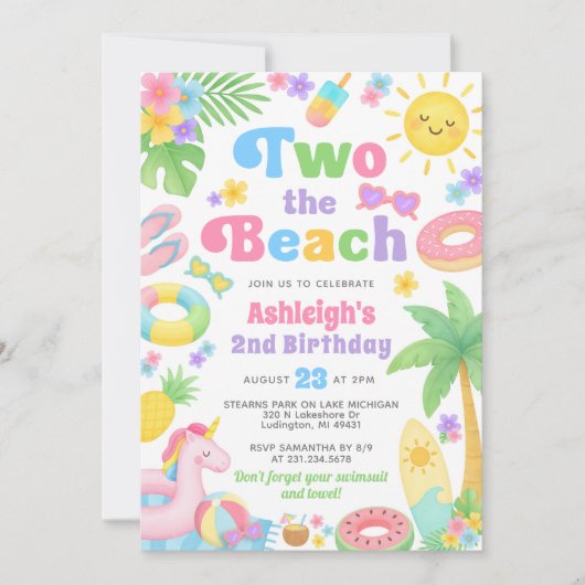 Zomer 2e verjaardag uitnodiging - Twee het strand (Voorkant)