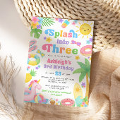 Zomer 3e verjaardag uitnodiging - Splash in drie