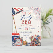 Zomer 4 juli BBQ-feest uitnodiging (Staand voorkant)