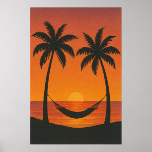 Zomer 4, zonsondergang over lavendel, seizoensgebo poster