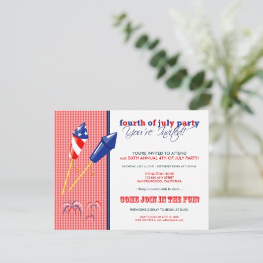 Zomer 4e juli Partij/Uitnodiging: 2 bis. Kaart (Staand voorkant)