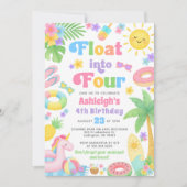 Zomer 4e verjaardag uitnodiging - Float in Four (Voorkant)