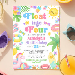 Zomer 4e verjaardag uitnodiging - Float in Four