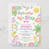 Zomer 6e verjaardag uitnodiging - Splash in Six (Voorkant)