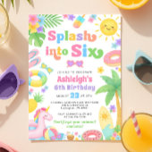 Zomer 6e verjaardag uitnodiging - Splash in Six
