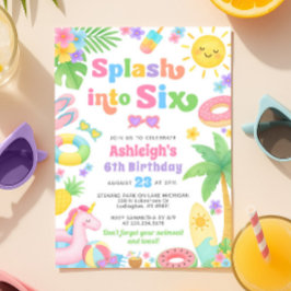 Zomer 6e verjaardag uitnodiging - Splash in Six