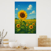 Zomer 7, Zonnebloem Stilte, Seizoensgebonden Print (Keuken)