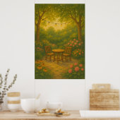 Zomer 9, Achtertuin Licht, Seizoensgebonden Print (Keuken)