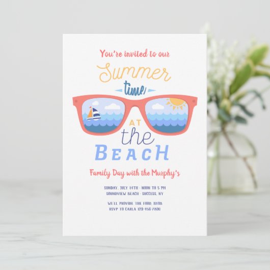 Zomer aan Zee Uitnodiging (Staand voorkant)