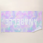 Zomer Aangepaste Naam Pastel Tie Dye  Strandlaken (Voorkant)