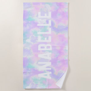 Zomer Aangepaste Naam Pastel Tie Dye Strandlaken