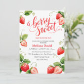 Zomer aardbei baby shower aankondiging (Staand voorkant)
