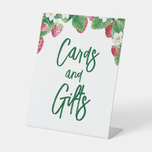 Zomer Aardbei Baby shower Kaarten Cadeaus Reclamebord Met Voetstuk (Voorkant)