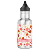 Zomer aardbei fruit patroon met monogram waterfles (Rechts)