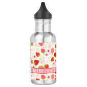 Zomer aardbei fruit patroon met monogram waterfles (Links)