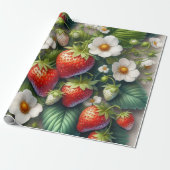 Zomer Aardbei Gedrukt Verpakkingspapier Cadeaupapier (Uitgerold)