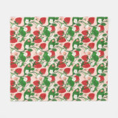 Zomer Aardbei in Roze Fleece Deken (Voorkant (Horizontaal))