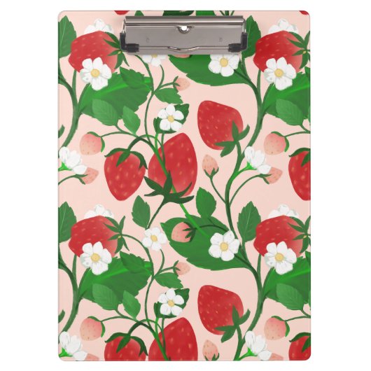 Zomer aardbei in roze klembord (Voorkant)