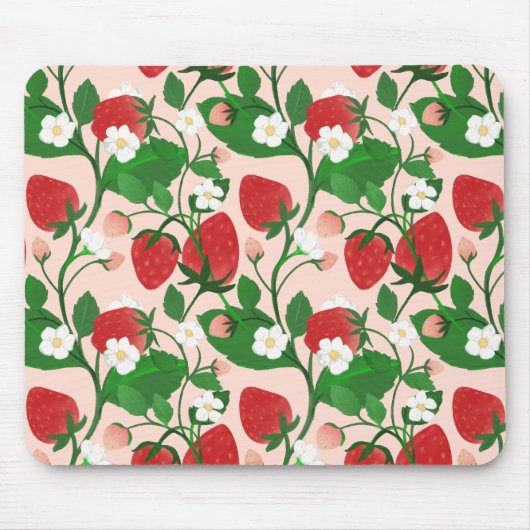 Zomer aardbei in roze muismat (Voorkant)