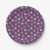 Zomer Aardbei Rood Blauw Patroon Papieren Bordje (Voorkant)