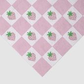 Zomer Aardbei Roze Schaakbord Tissuepapier (Detail)