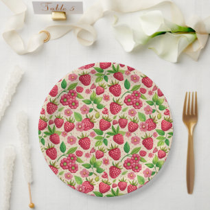 Zomer Aardbei Tuin Botanisch Fruit Patroon Papieren Bordje