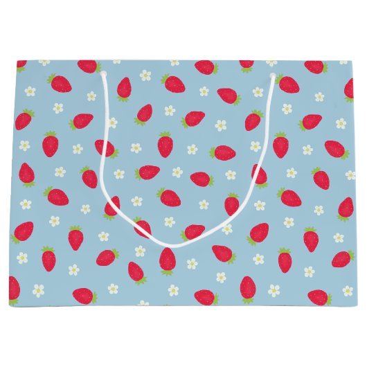 Zomer Aardbeien Blauw Groot Cadeauzakje (Voorkant)