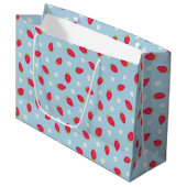 Zomer Aardbeien Blauw Groot Cadeauzakje (Voorkant Gekanteld)