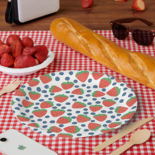 Zomer Aardbeien en Bosbessen Fruit Patroon Papieren Bordje