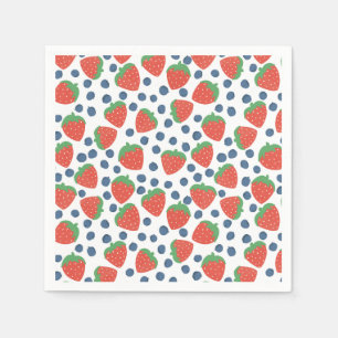 Zomer Aardbeien en Bosbessen Fruit Patroon Servet